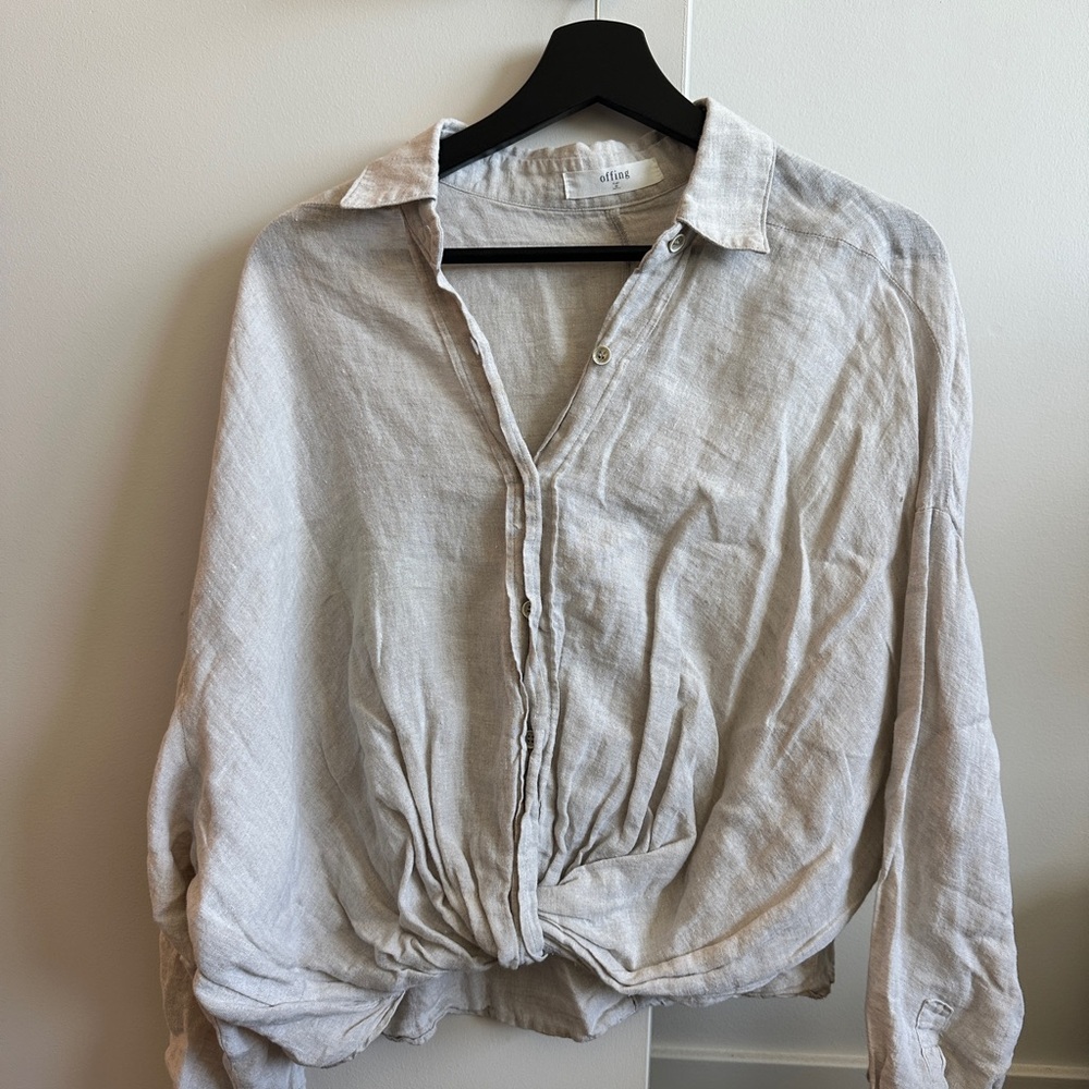 Effortless Beige Button-Up Blouse